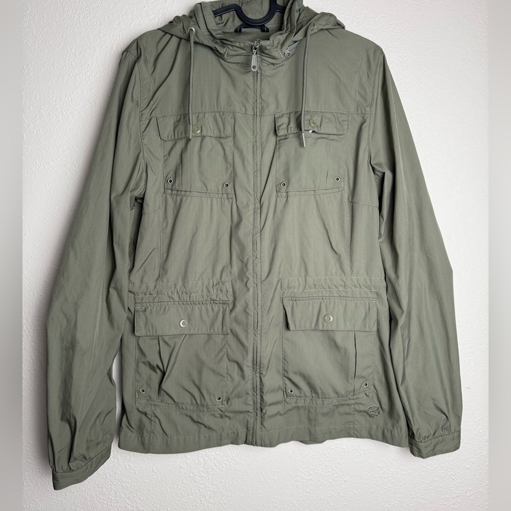 Mountain Hardwear Jacket Womens Size 8‎ Green Cinched Hooded Windbreaker